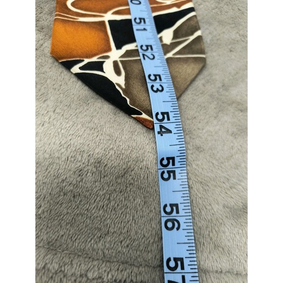 Vintage Pierre Balmain Couture Silk Tie Orange Black Abstract Design Necktie 54" - Picture 6 of 7
